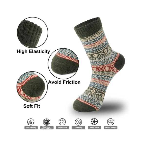 Pairs Women's Wool Socks - Chunky Cold Weather Socks - Multi