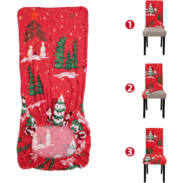 4-pack Julstolsöverdrag Stretchbar Avtagbar Tvättad Matrum Julgran Christmas Tree 4