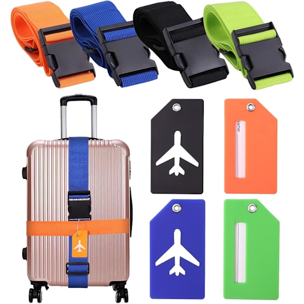 4 adjustable luggage straps with buckles, suitcase straps, 4 lugs