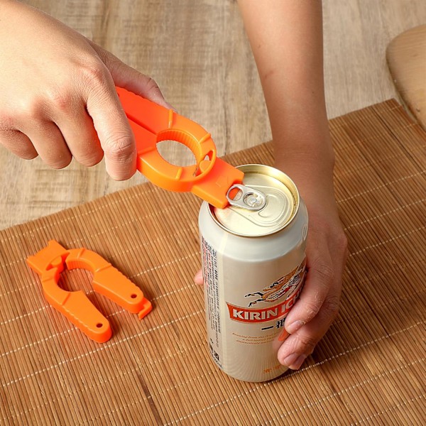 Plastikflasköppnare, 3-pack Vattenflasköppnare, Orange Sodaburksöppnare, 3-i-1 Multifunktionell Vattenflasköppnare för Artritpatienter, Seniorer
