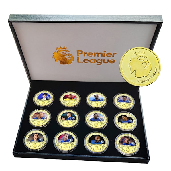 Premier League fotbollsstjärnor och klubbar minnesmynt, samlarobjekt, presenter till fotbollsfans Mbappe, Messi, Harland 2 st 2 st 2 pcs Chelsea