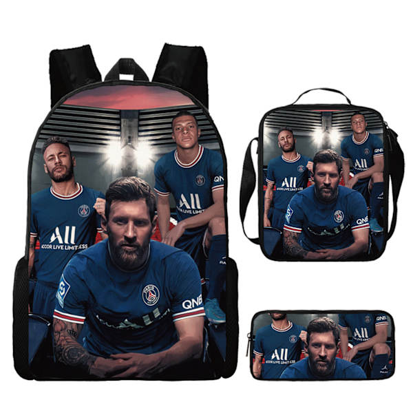 3-delad uppsättning av Messi och Ronaldo ryggsäck, studentfotbollsväska, 3D-tryckt ryggsäck style 10