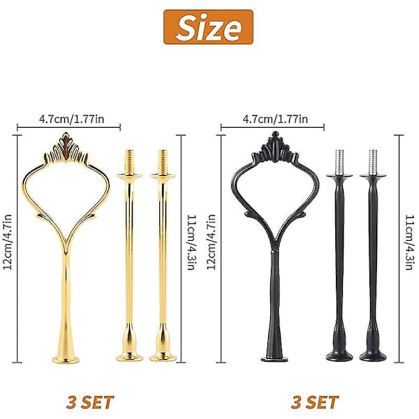 6-delt Tiered Tray-maskinvare for kakebrett, Form, Krone, 3-etasjes kakebrett, Beslag, Holder for