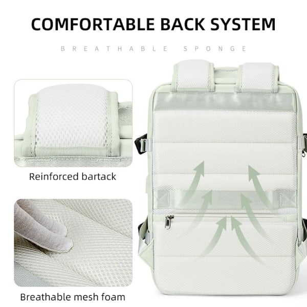 Hopfällbar Reseryggsäck Unisex Laptopväska Stor Duffelväska Dam Student Business Resa USB Laddning Gray Style B
