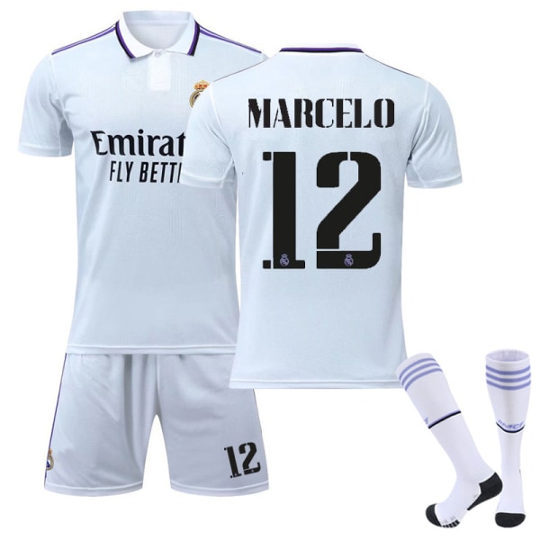 Fotballdraktsett Real Madrid hjem 22-23 nr. 9 Benzema nr. 10 Modric nr. 20 Vinicius 23 Real Madrid home number 12 socks 2XL