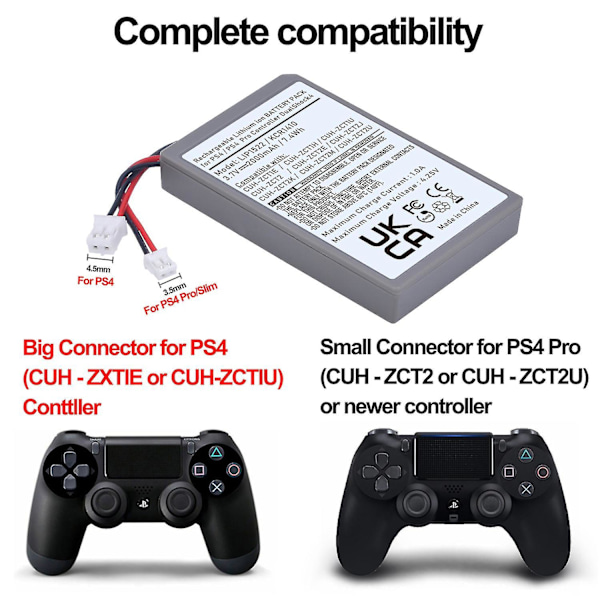 2 x 2000 mAh Lip1522 Akku Sony PS4 PS4 Pro Dualshock 4 Cuh-zct1e Cuh-zct1h Cuh-zct1u Cuh-zct2 Cuh-zct2u Langattomille Ohjaimille