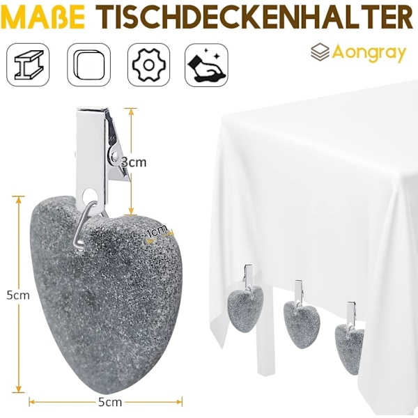 Sydämenmuotoinen pöytäliinan painosarja, 4 kappaletta pöytäliinan painoja, jotka on valmistettu luonnonkivestä perhejuhliin, retkeilyyn, häihin, puutarharetkille Heart shape
