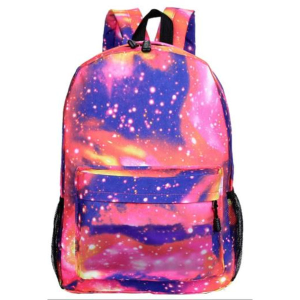 3D Galaxy Print Rygsæk Piger Drenge Rejsetaske Bogtaske Starry pink