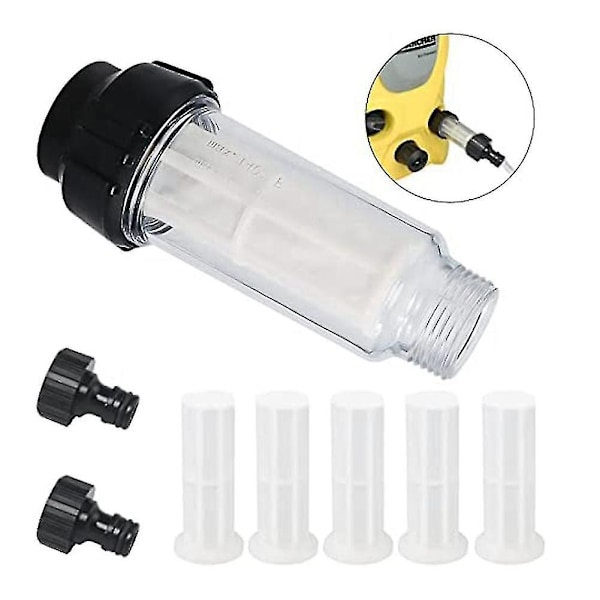 Vannfilter Hagevannslange, 3/4 tommers vannfilter Sett med 5 filterinnsatser + 2 Hurtig A