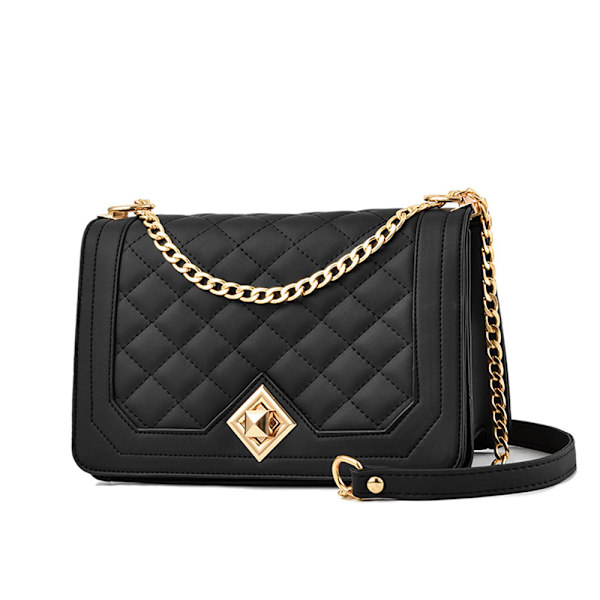Axelväska för kvinnor, liten axelväska med kedja, Lingge-väska, crossbody-väska, aftonväska, cityväska, axelväska i massivt läder,