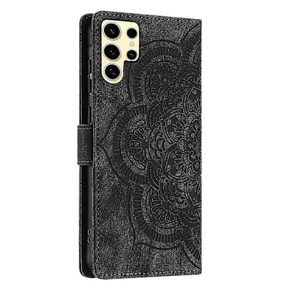 Frosted Læder Etui til Mandala Emed Retro Telefon Sort(FQ) For Samsung Galaxy S24 Ultra 5G Black