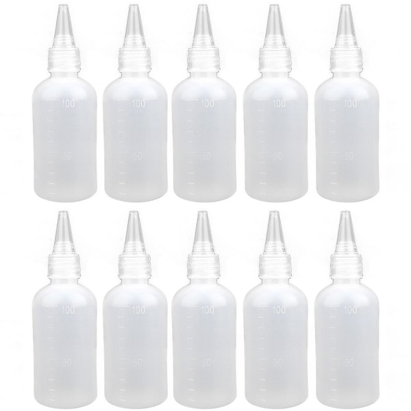 10 stk Plastflasker, 100ml Små Klemflasker, Dispenserflasker, Plastflasker, Klemflasker med Dryppflasker for Reise, Tomme Flasker