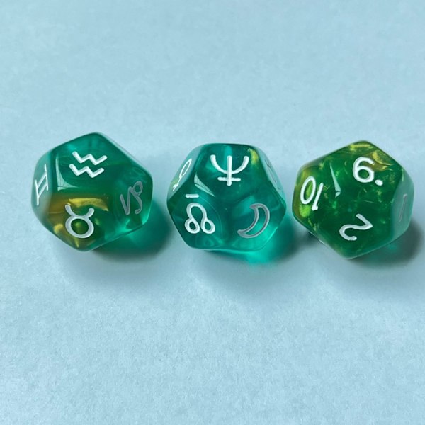 3x/ Set 12-sidiga astrologiska tärningar - akryl konstellations tärningar - flerfärgade - akryl tärningar - för konstellations spådom 0.03 1