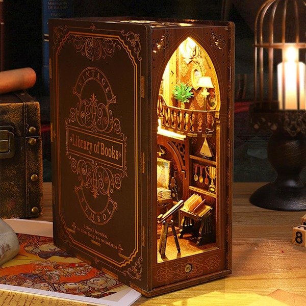 1 stk. 3D DIY Miniature Dukkehus Kit Samlet DIY Bog Nook Craft Dekoration Gave