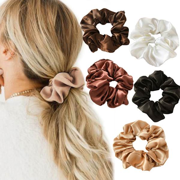 12 stk. Hår Scrunchies Satin Silke Scrunchies Silke krøllet hår, ZQKLA
