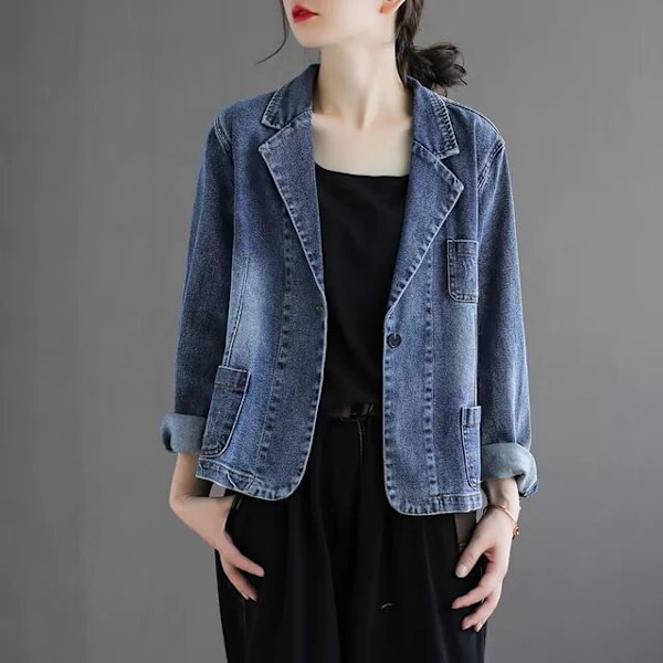 Women's denim jacket JAutumn denim jacket blazer women's loose jackets Casual cowboy coat Women's bag Blazer jeansz