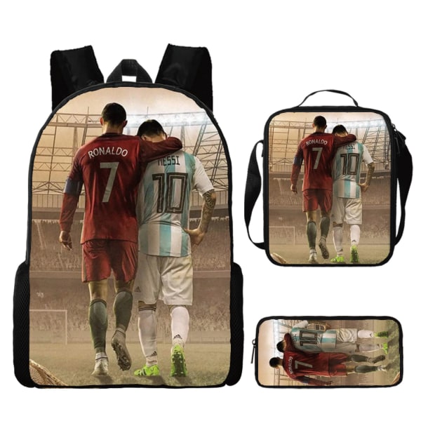 3-osainen Messi ja Ronaldo reppusetti, opiskelijan jalkapalloreppu, 3D-tulostettu reppu style 11
