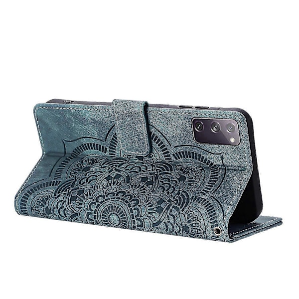 Frosted Læder Etui til Mandala Emed Retro Telefon Blå(FQ) For Samsung Galaxy S20 FE Blue