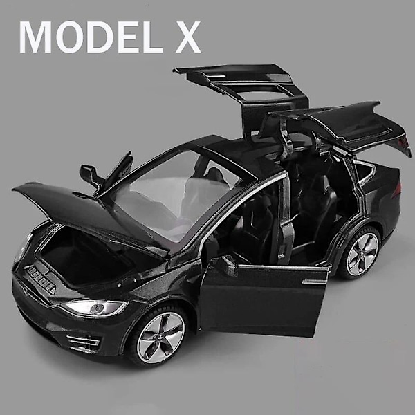 1:32 Tesla Model X Model 3 Model S Model Y Legering Bilsmodel Diecasts Legetøjsbil Lyd Og Lys Børns Legetøj Til Børn Gaver Drengelegetøj (I Æske) Model X Black