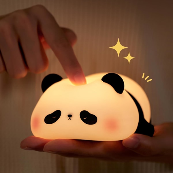 Natlampe Børn Panda Natlampe Panda Lampe Dæmpbar Timer, Touch Kontrol Silikone Natlampe Baby, USB Genopladelig Sød Panda Lampe