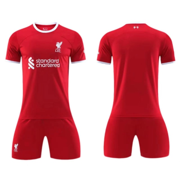 23-24 Liverpool hjemmebanetrøje nr. 11 Salah børne- og voksenfodboldsæt No. 11 socks + protective gear 26