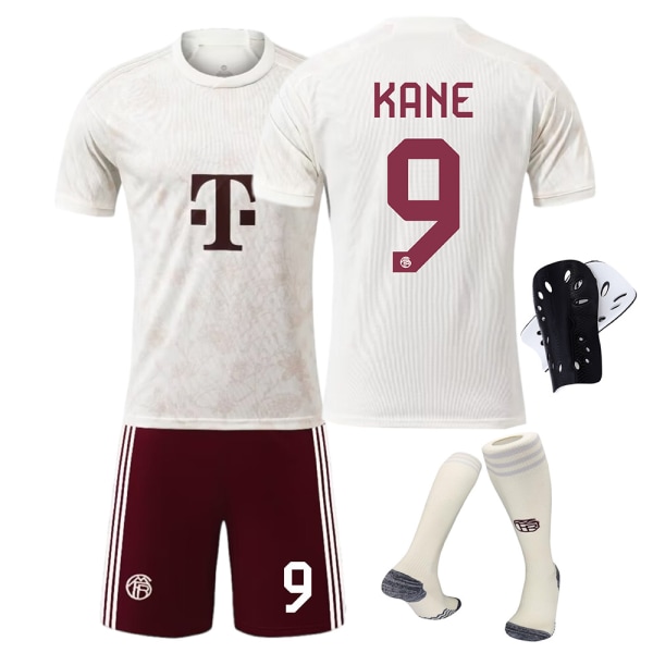 23-24 Bayern fodboldtrøje 3 Kim Min-jae nr. 9 Kane 10 Sane 25 Muller trøje børnesæt til drenge og piger No. 10 socks + protective gear XL