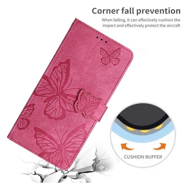 Skin-touch Butterfly Pattern PU Læderetui med Stativ og Pengepungfunktion til Motorola Moto G7 Power Multifarvet Multicolor Style B