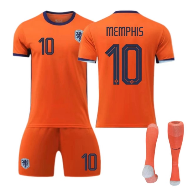 24-25 Nederländerna hem nr 4 Van Dijk 10 Depay barn vuxen kostym fotbollströja No size socks + protective gear S