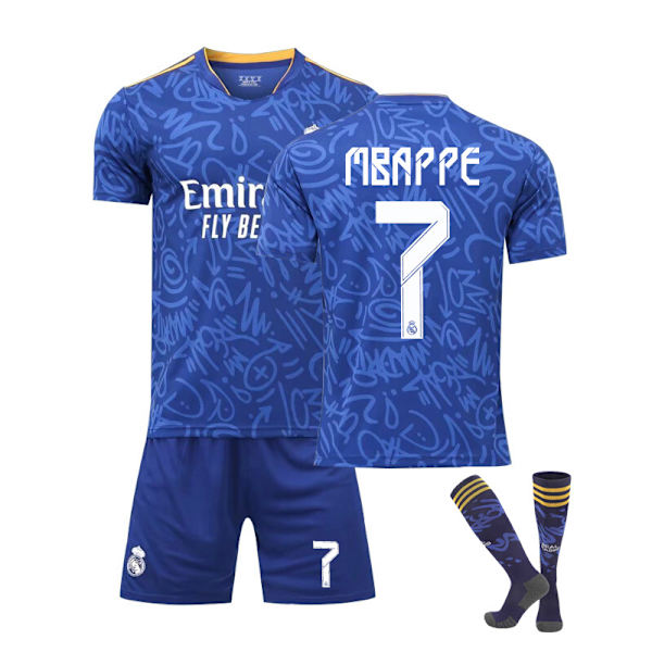 21-22 Real Madrid hjemmebanetrøje nr. 7 Ronaldo Madrid udebanetrøje Mbappe nr. 7 fodbolduniform holduniform træningsuniform nr. 9 No number L