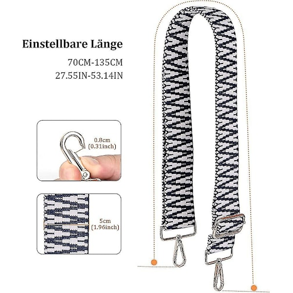 Justerbar väska rem 5 cm bred axelrem för handväska Axelrem med snäppkrok Present