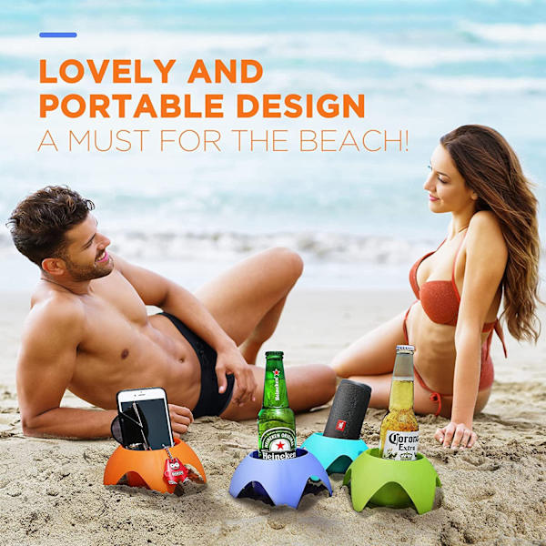 Strandkopphållare - Strandsemestertillbehör Stranddryckhållare Sandkopphållare Strandväska Strandutrustning Strandreseväska (Flerfärgad, 5-pack)