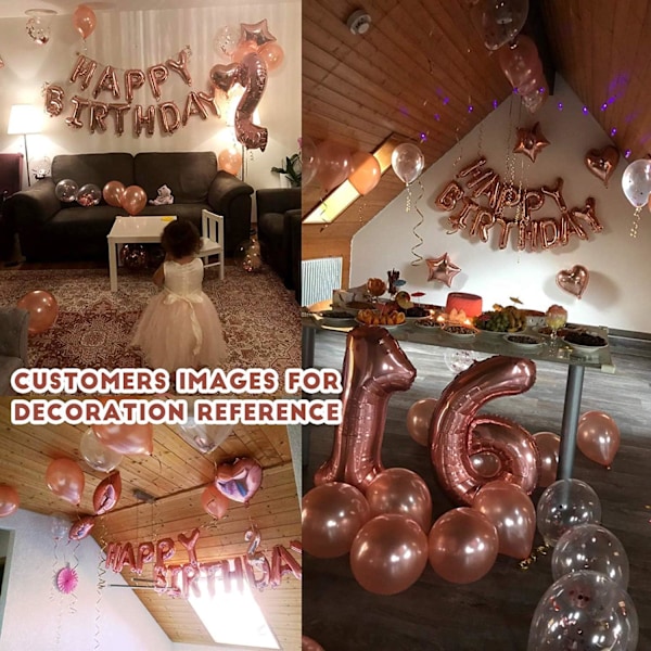 Fødselsdag Rosa Ballon Happy Birthday Girland Kit, Rosenguld Bord