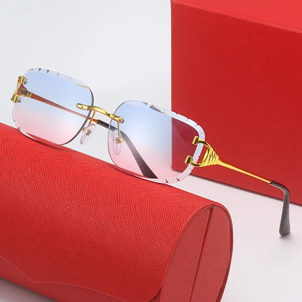 Engros Cartiering Luksus Fashion Designer Solbriller Kvinder  Bogstaver Mærker Rimless Solbriller Mænd C.6 With LOGO