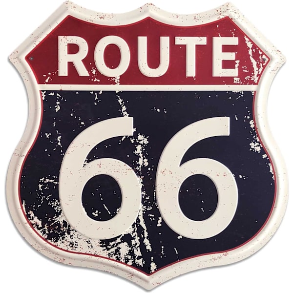 Vintage Route 66 Metallskylt - Retro vägskyltar Rum Dekor (12x12 tum)