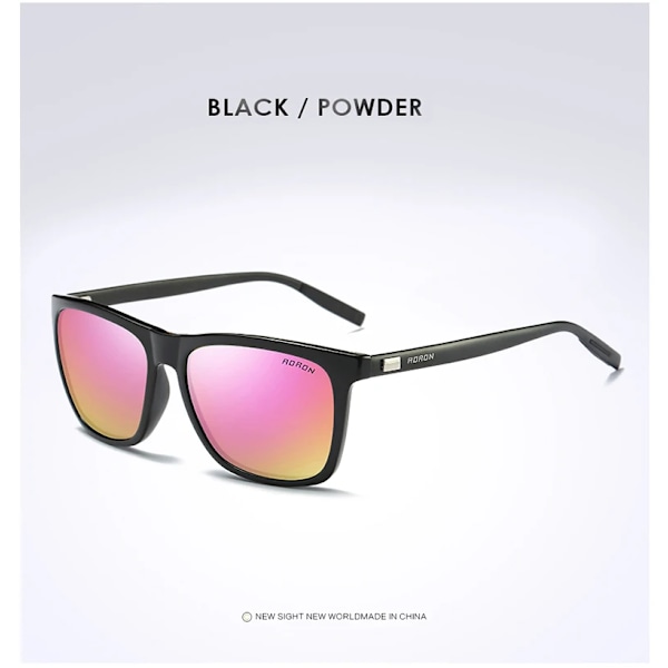 AORON Polariseret Solbriller Mænd Klassiske Kvadratiske Solbriller UV400 Spejl Aluminium Ben Briller Sort Pulver Black Powder Package 3