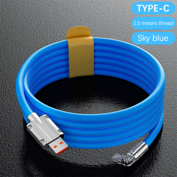 120W 6A 180 graders rotation Super hurtig opladning data Type-C kabel Blå Blue Type-C[1.5m]