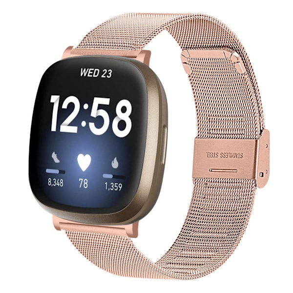 Fitbit Versa 3 armbånd i rustfritt stål rose gold