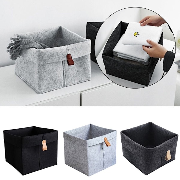 Filt Opbevaringskurv Diverse Opbevaringskurv SORT 23X23X26CM Sort Black 23x23x26cm