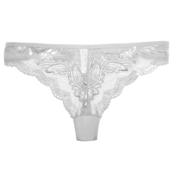 AVEKI 3-pack G-string trosor för kvinnor spets trosor stretch T-back tangas låg midja hipster underkläder sexig, vit, M