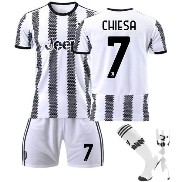 22-23 Ny version Juventus nr. 7 Hovey nr. 10 Pogba 22 Di Maria 10 Dybala fodboldtrøje sæt 2223 Juventus No. 9 Horwich #2XL