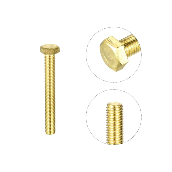 Messinki Kuusiokoloruuvit, M12x100mm 1kpl Täyspitkät Luokka 4.8 Kiinteä Messinki Kuusiokoloruuvi Koneenruuvit