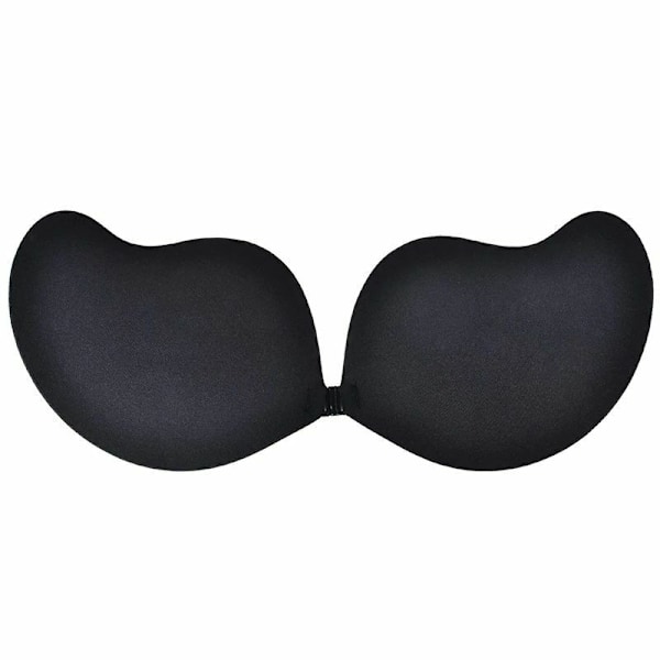 Stroppløs silikon push-up bh uten rygg, selvklebende usynlig blonde, lim på, svart Black B
