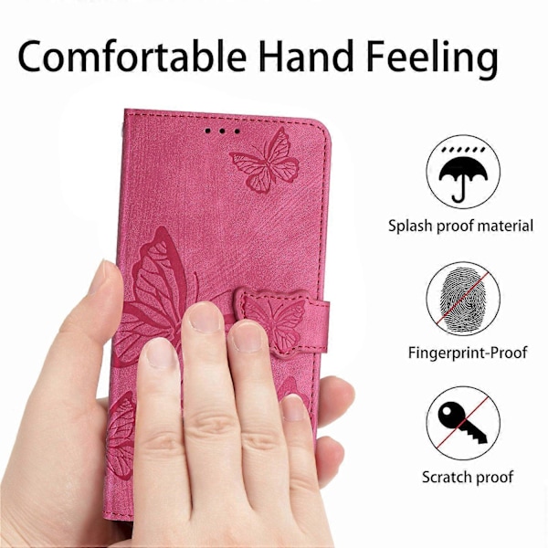 Skin-touch Butterfly Pattern PU Læderetui med Stativ og Pengepungfunktion til Motorola Moto G7 Power Multifarvet Multicolor Style B