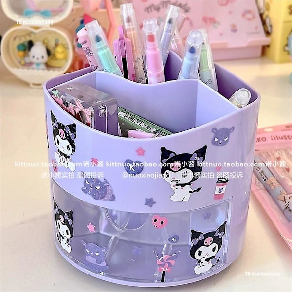 Kawaii Kuromi roterende pennholder Anime My Melody Cinnamoroll Pompompurin penselholder Pochacco Organizer Stasjonær Kuromi