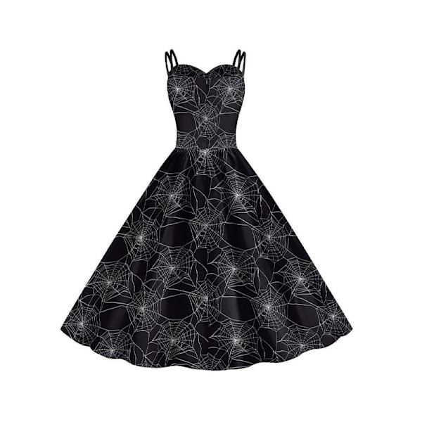 Kvinners Halloween-kjole Vintage Swingkjole Svart Black S