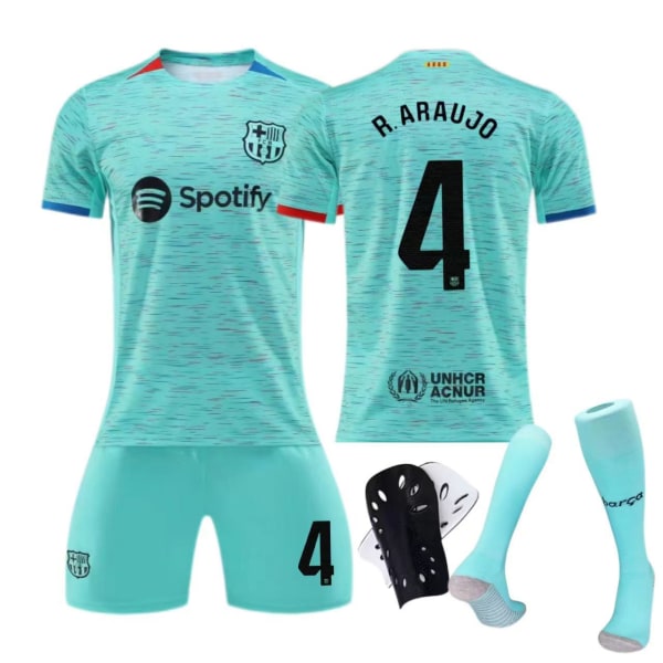 23-24 Barcelona andra bortatröja barn vuxen kostym sport fotboll uniform Size 10 socks 28