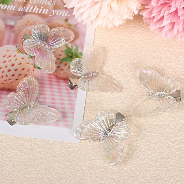 30 stk. Sommerfugl hårklemmer Mini små søde hårklemmer Hårtilbehør til piger og kvinder Gennemsigtige hårklemmer Hårtilbehør small butterfly-white,pink