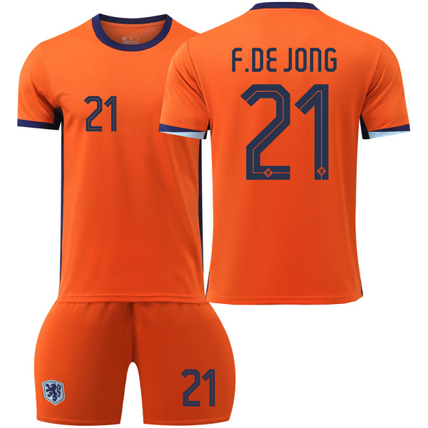 2024 Nederländernas hemfotbollströja nr 4 Van Dijk 10 Depay 11 Robben 21 De Jong set Europacuptröja Home No. 21 #XL