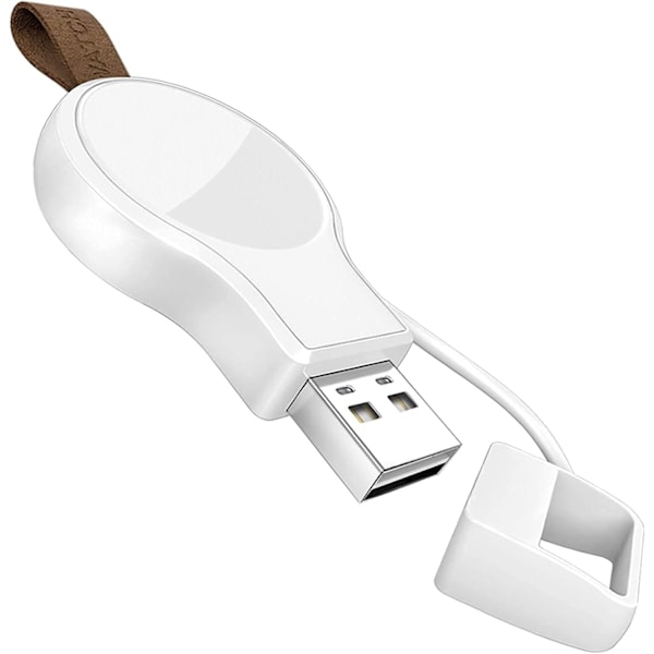 Lader for Apple Watch Bærbar iWatch USB Trådløs, Reiseledning Trådløs Magnetisk Hurtiglading for Apple Watch Ultra2/1 Serie 9 8 7 6 5 4 SE, Hvit