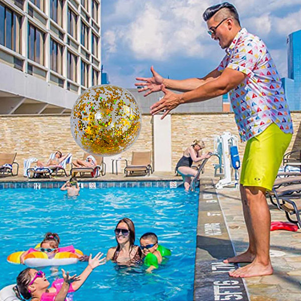 40cm Oppblåsbar Glitter Strandball Sommer Vannlek Paljettkuler Utendørs Svømmebasseng Festleker